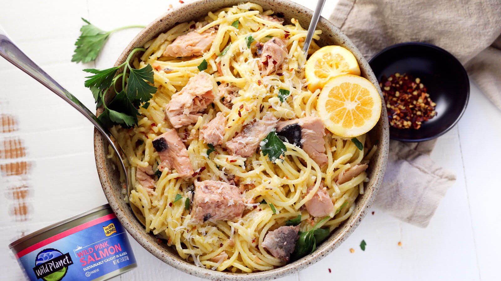 Image of Wild Salmon Garlic Butter Pasta
