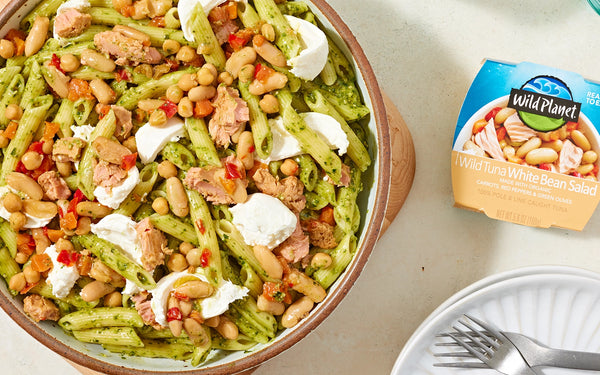 White Bean & Tuna Pesto Pasta Salad