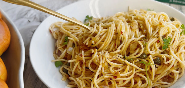 Salty Spicy Mediterranean Sardine Pasta