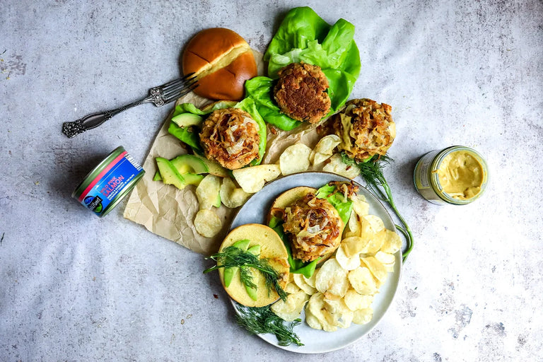 Photo of Salmon Burger with Crispy Caramelized Onions