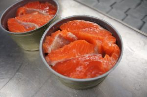 Wild Salmon in unlabeled cans.
