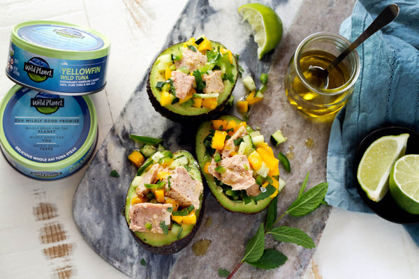 Tuna Avocado Boats with Mango Salsa