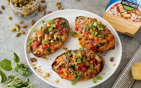 Sweet Potato Tuna Melts with White Bean and Parmesan