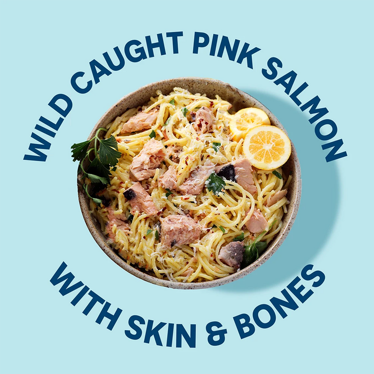 Beauty shot of Wild Pink Salmon with Skin & Bones