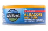 Albacore Wild Tuna No Salt Added in Can, Left Side View showing No Salt Added Albacore Wild Tuna sustainably Pole and Line caught 100% Pure Tuna-And nothing else
