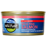 Wild Planet Wild Pink Salmon No Salt Added skinless and boneless 6oz can - front view