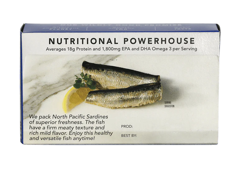 Sardines in Water No Salt Added back panel